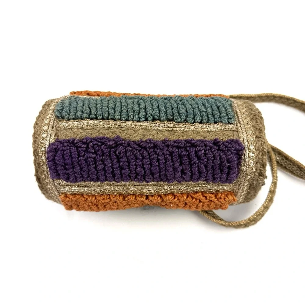 Free‎ People Be Boho Handbag Raffia Straw Barrel Colorful Festival Side Mirrors